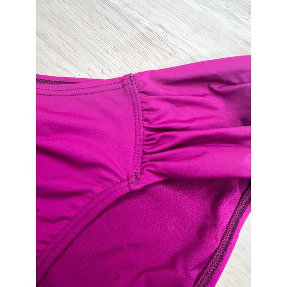 Tommy Bahama Pearl High Waist Side Shirred Bikini Bottoms Cabernet Crush L NWT - Picture 7 of 7